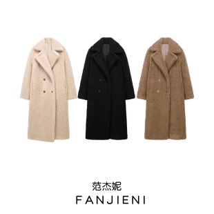 ZR foreign trade wholesale European and American style women's clothing French double row buckle fleece super long overcoat coat 1255700