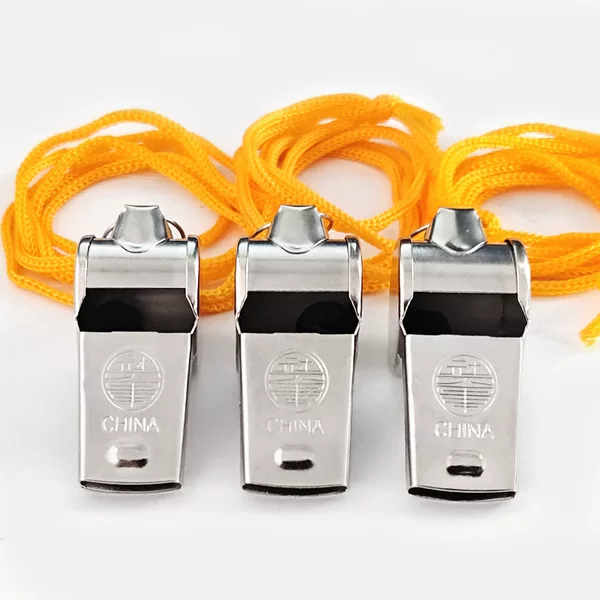 Referee whistle, edged whistle with lanyard, metal whistle, outdoor life-saving survival whistle, traffic command whistle