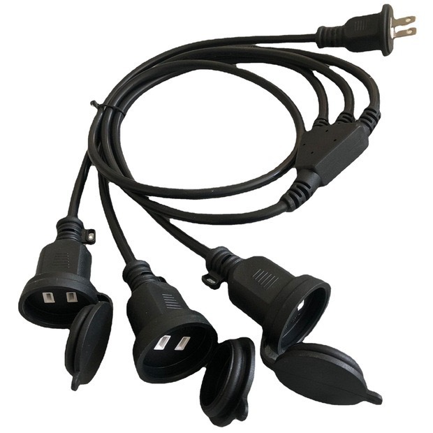 日标日规插头电源线 日本公母插头防水延长线 户外电源线 1.25mm2