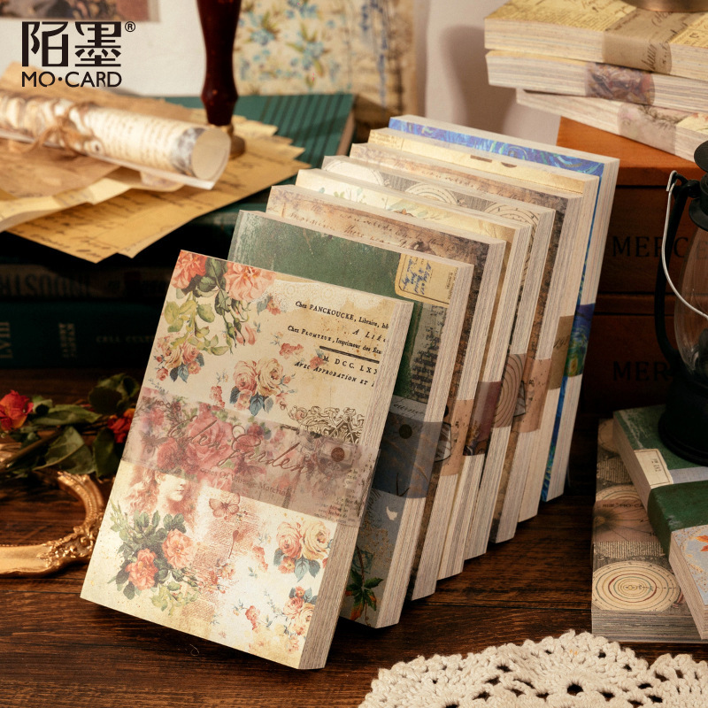 Momo material paper book Human world morning and evening series Retro literary background paper handbook DIY note base cross-border