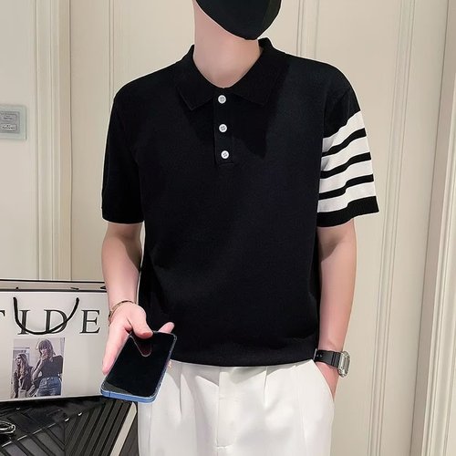 Summer Men's Casual Short-Sleeve Collar POLO Shirt Student Party Social Spirit Youth Plus Size Trendy Half Sleeve T-Shirt