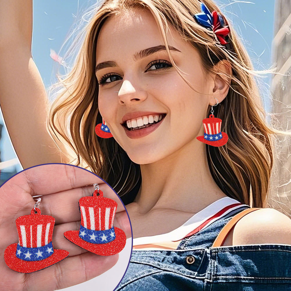 Nueva bandera de EE.UU. pentagramas colgante pendientes de orellas japonesas independientes de fiestas estadounidenses decoración de joyas pendientes