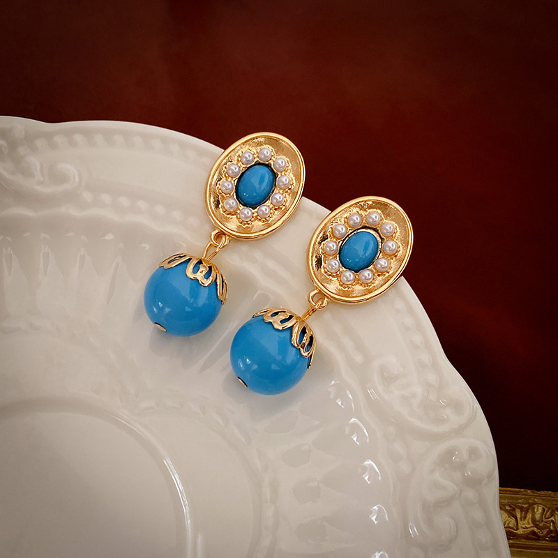 Vintage Mid-antiguo pendientes aguja de plata retro elegante pendientes corte estilo Luz de lujo de alto grado para las mujeres al por mayor