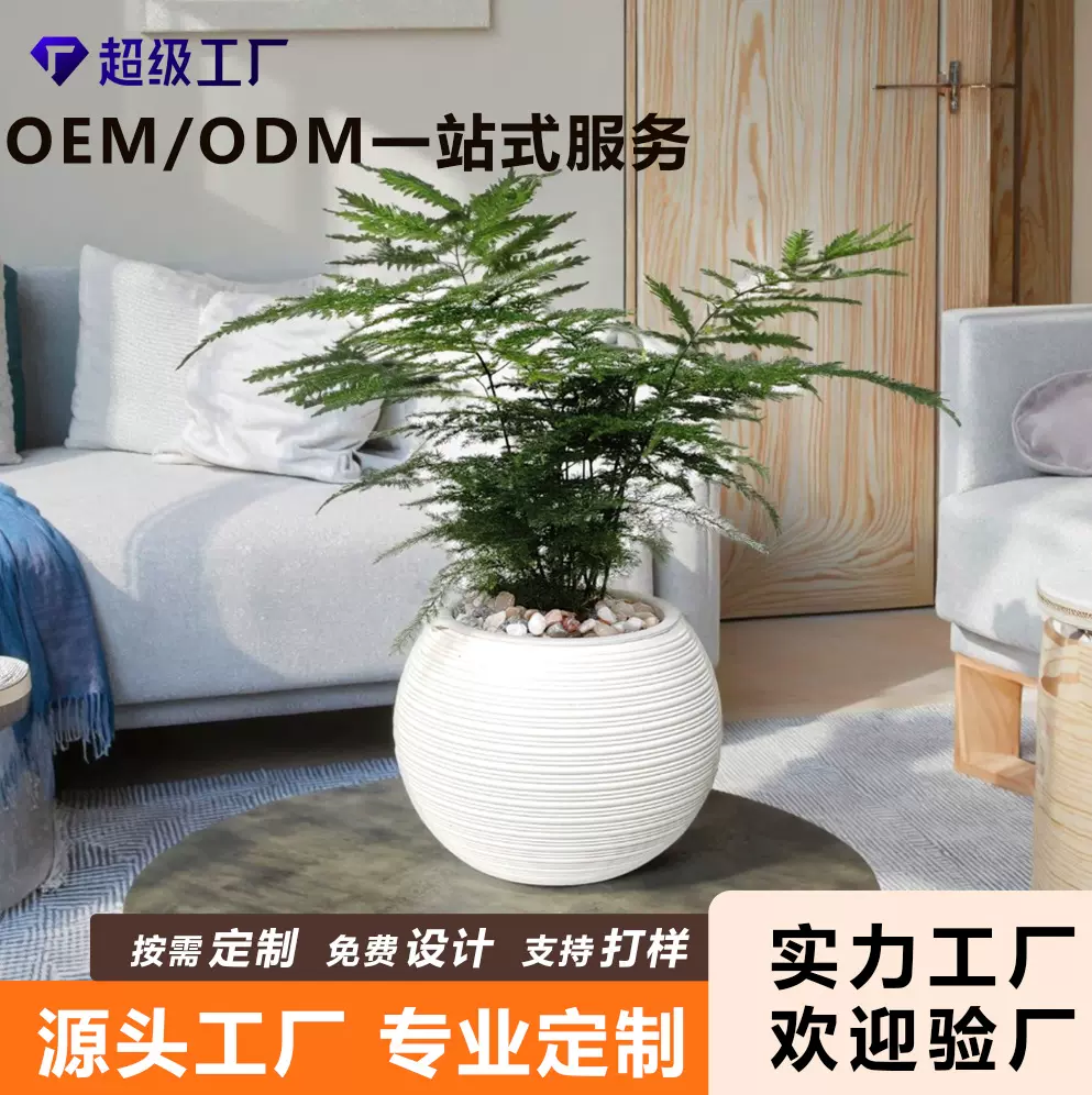 定制类圆球花盆双层自吸水创意桌面盆栽盆多肉文竹桌面装饰树脂