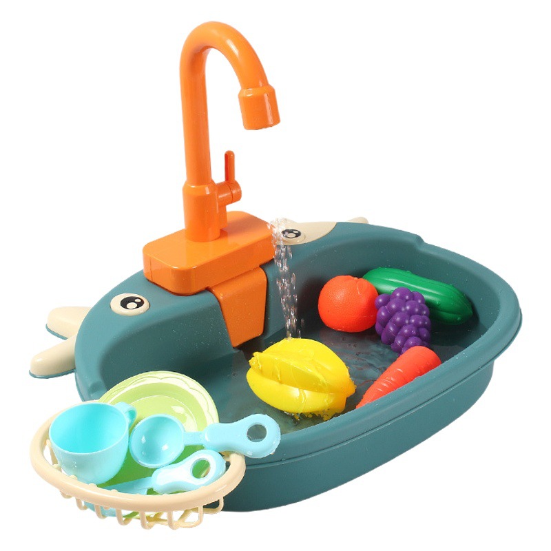 Mini lavador de platos de ternera, juguete, cocina eléctrica, depósito de cocina, agua circulante, mini juego de lavabo de simulación