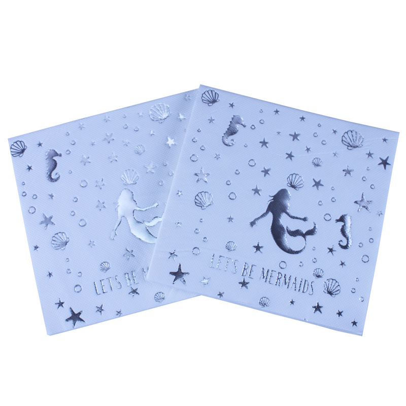 [Spot] 2 layers of underwater world beauty women hot silver napkin birthday party party western restaurant paper