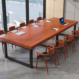 欧式实木桌大板桌办公桌会议桌长方形洽谈桌简约书桌现代咖啡餐桌