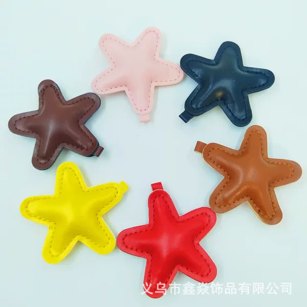 Simple PU leather padded five-pointed star keychain pendant, bag decoration, cross-border best-selling DIY accessory