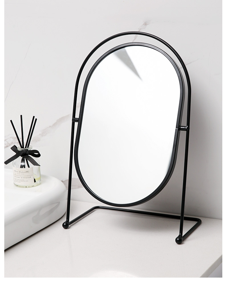 Elegant Style Gold, Black Color Elegant Gold Black Round Oval Solid Color Iron Mirror 1 Piece