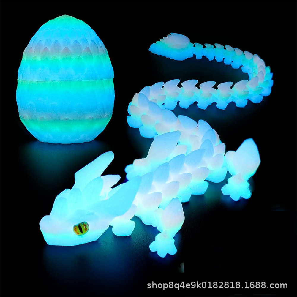 In-Stock Amazon Cross-Border Popular 3D Printed Triceratops Stone Dragon Luminous Dragon Joint Movable Ornament Toy