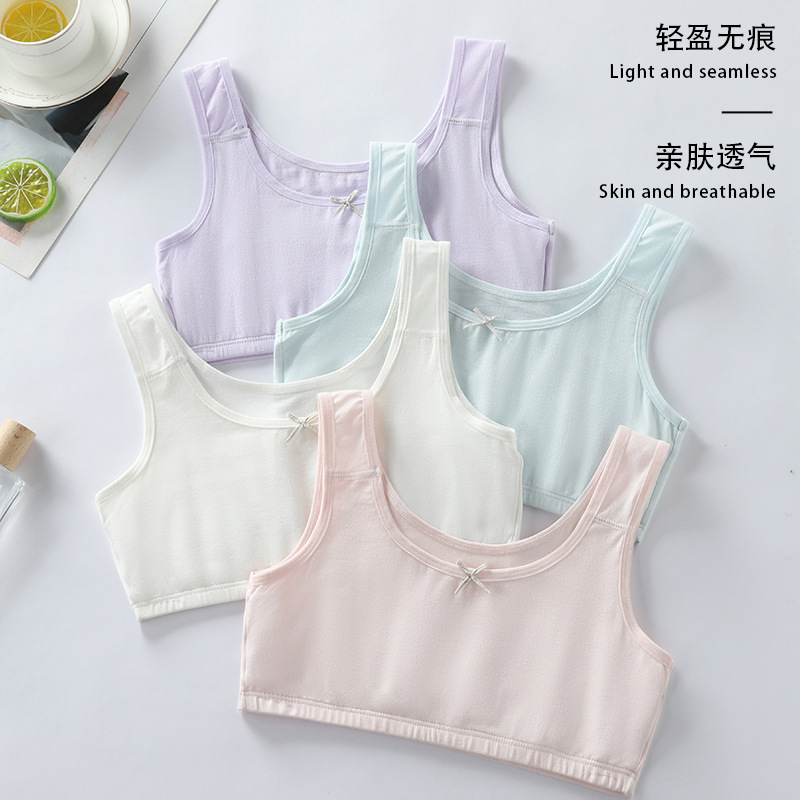 여아 발달기 속옷, 작은 조끼, 돌출 방지, 통기성, 초등학생, 여아 튜브탑, 중학생, 큰 어린이, 편안함