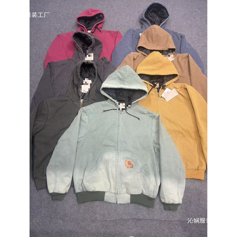 Carhartt heavyweight washed American canvas long-sleeve J130 hooded work jacket, washed black Carhartt heavyweight washed American canvas long-sleeve J130 hooded work jacket, washed black