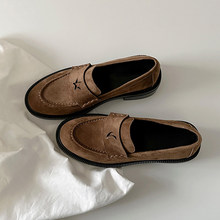 羊皮版~时尚设计氛围感一脚蹬乐福鞋女真皮复古风简约低跟小皮鞋