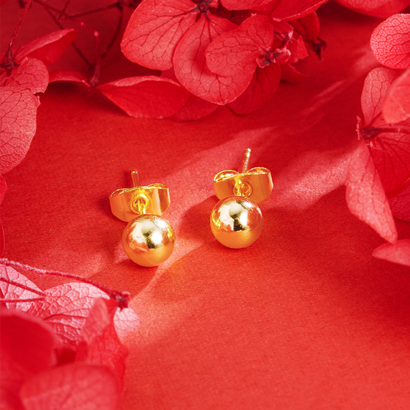 Vietnam arena oro pequeño grano redondo Stud pendientes Beanie pendientes versátil chica temperamento joyería brillante simple al por mayor