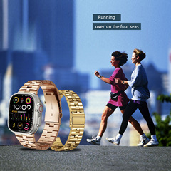 適用於 Apple Watch 1~9代/ultra/se 金屬縱橫四海鋼帶 蘋果錶帶