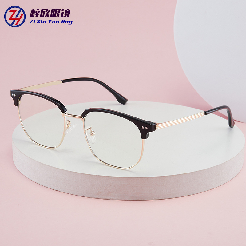 Black frame eyebrow half frame myopia glasses frame anti-blue light…