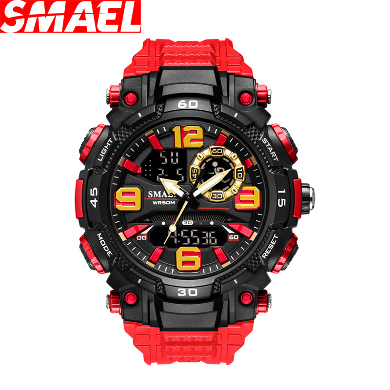 SMAEL Smale 1921 reloj deportivo de doble movimiento para hombres reloj de estudiante de alarma luminosa de sincronización multifunción