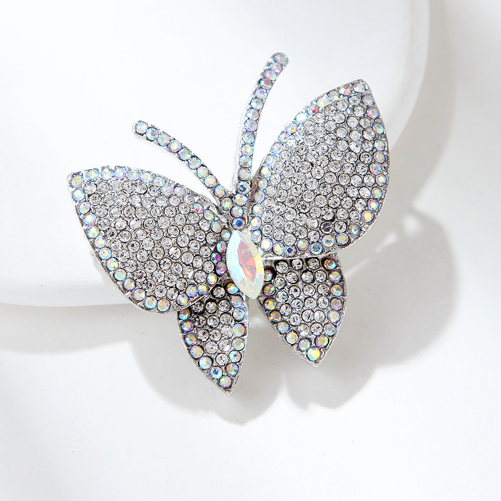 White, Black Color Retro Luxurious Pin Butterfly Zinc Alloy Inlay Rhinestones Unisex Brooches