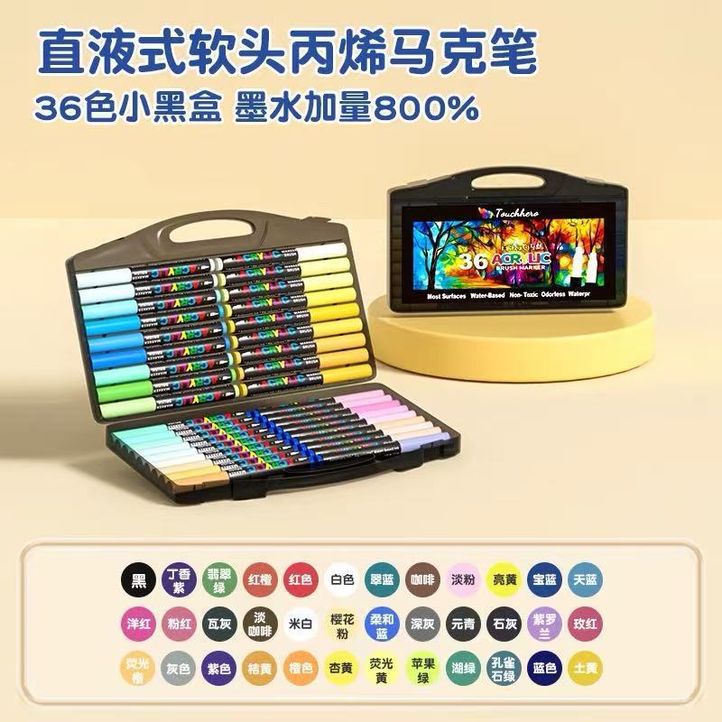 Rotulador acrílico de tipo líquido directo, pequeño y negro, para pintura artística infantil, a base de agua, fácil de limpiar, no mancha y se mezcla.