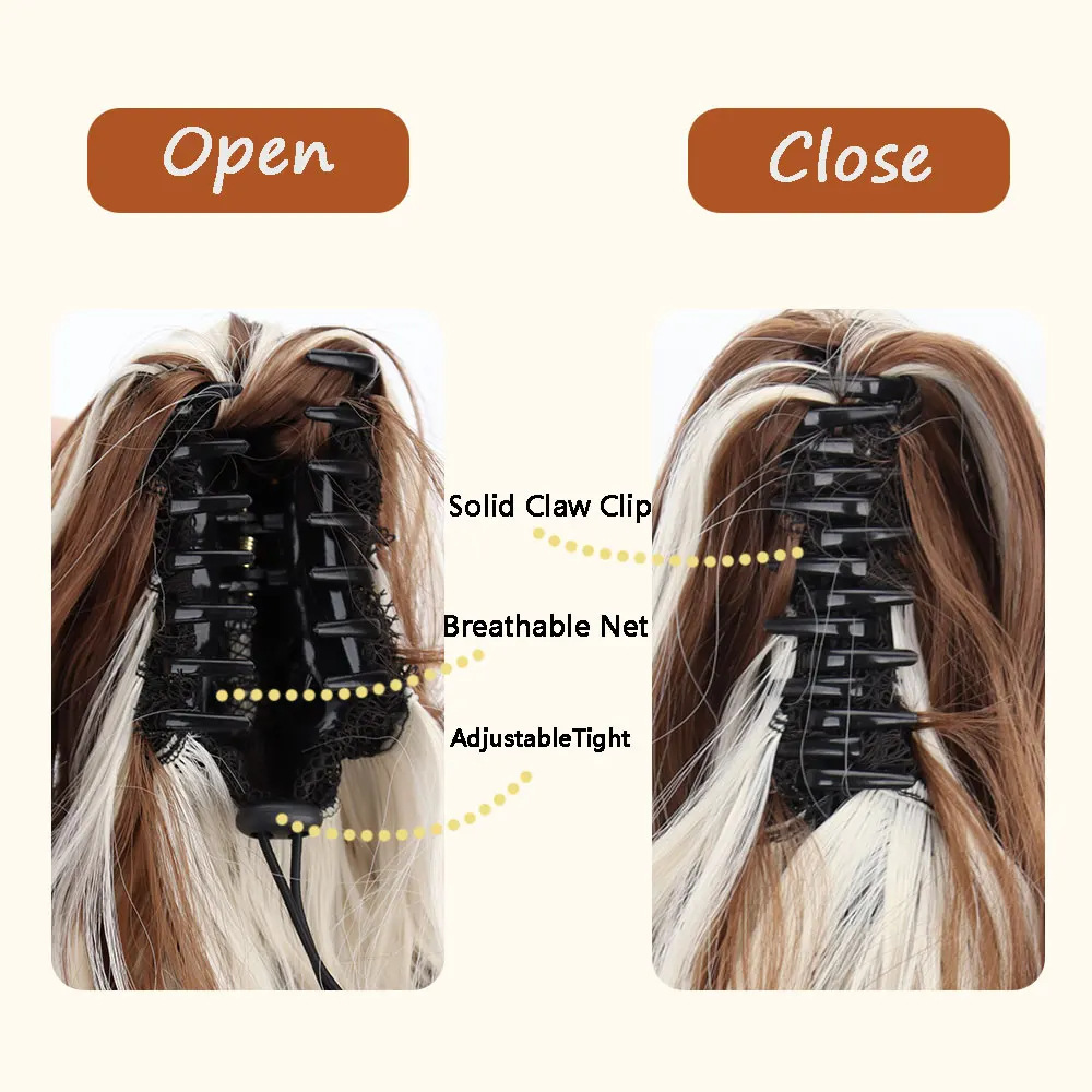 Europa y los Estados Unidos al por mayor caballo pelucca damas moda clip de garra ondulado rizado clip de garra natural esponjoso caballo