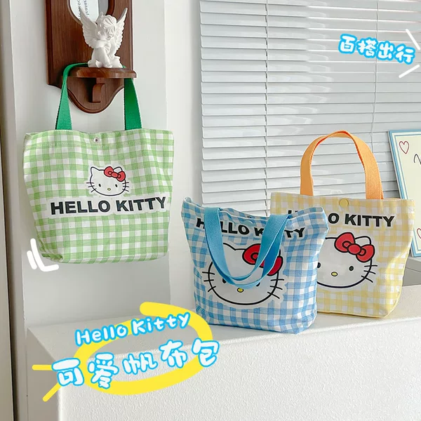 New Cartoon Cute Style Kitty Canvas Bag Student Handbag Summer Versatile Work Clothing Large Capacity Bag