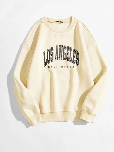 Korean-style printed round neck turtleneck top with letters, pure color, energetic, youthful, fashionable, warm, loose long-sleeved top