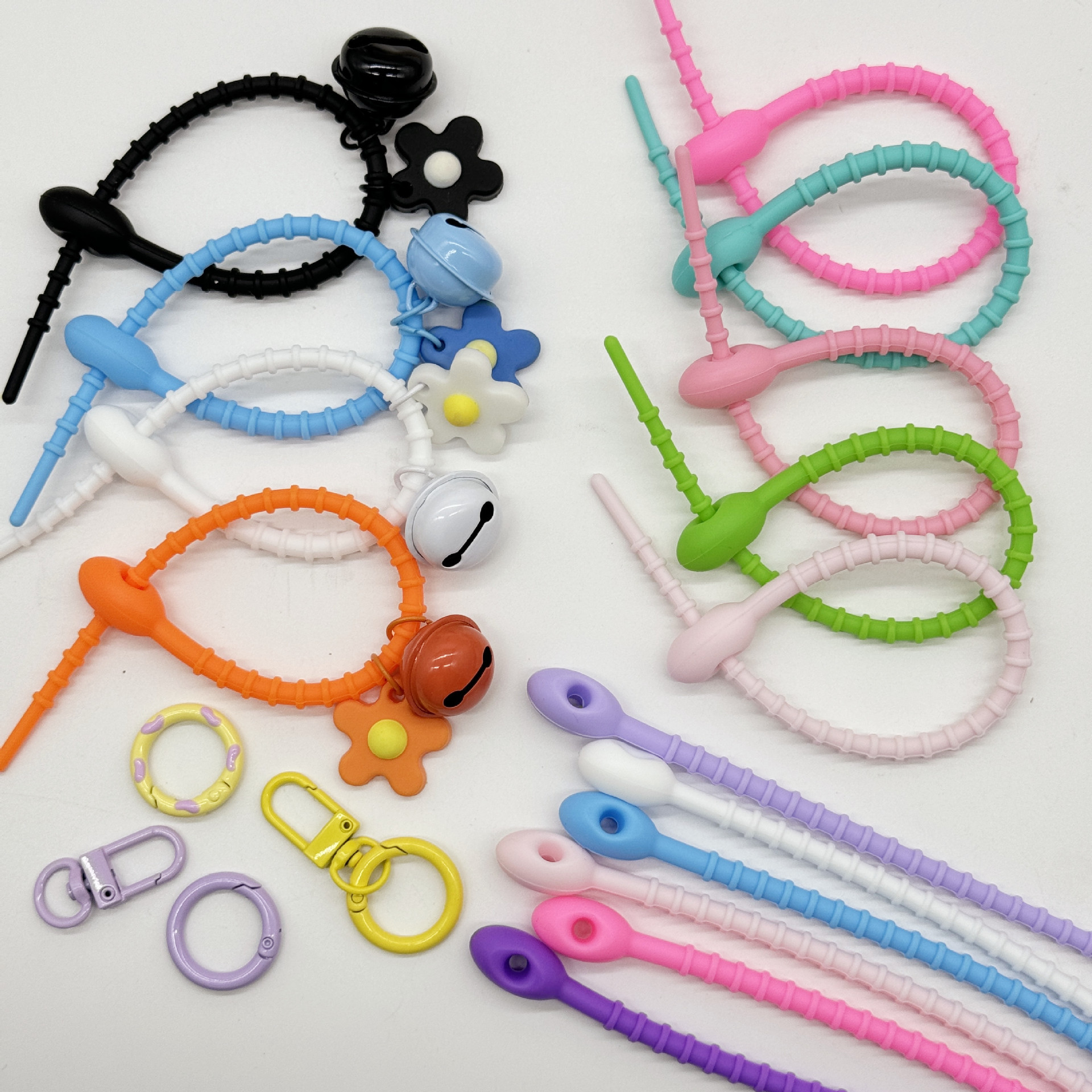 Color 21cm silicone cable tie data cable storage rope self-locking twine tadpole tie diy keychain accessories