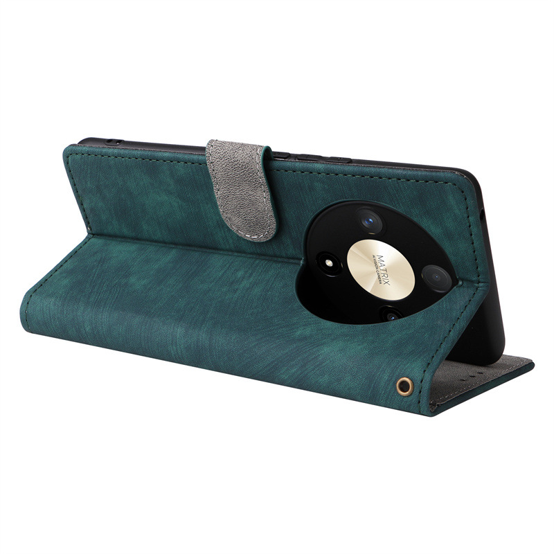 Läderfodral för honor magic6 lite x9b med kortfack och stativ_voghion.com