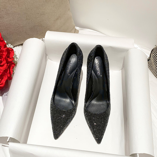 Winter shiny wedding shoes for bride stiletto heels