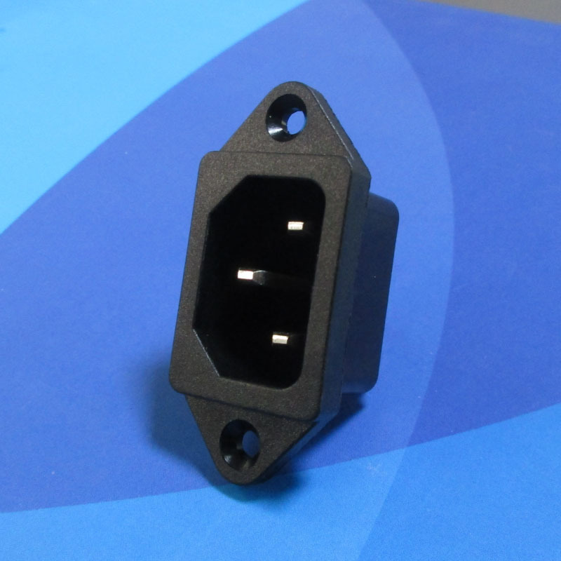 标准脚距14脚宽4.8厚0.8全铜C14品字座 尼龙耐高温AC插座DB-14-1