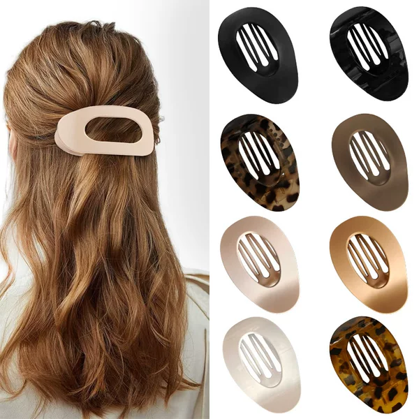 Amazon's New Flat Abalone Clip Leopard Print Hairpin for Women with Half-Tied Hair on the Back of the Head Curved Duckbill Hairpin