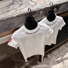 25夏の新型アメリカ式純欲の小さい唇のプリントの丸首の短いtシャツ