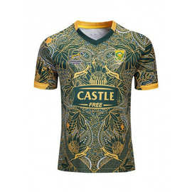 跨境Rugby Jersey 南非100周年纪念版橄榄球服球衣男子短袖运动衫