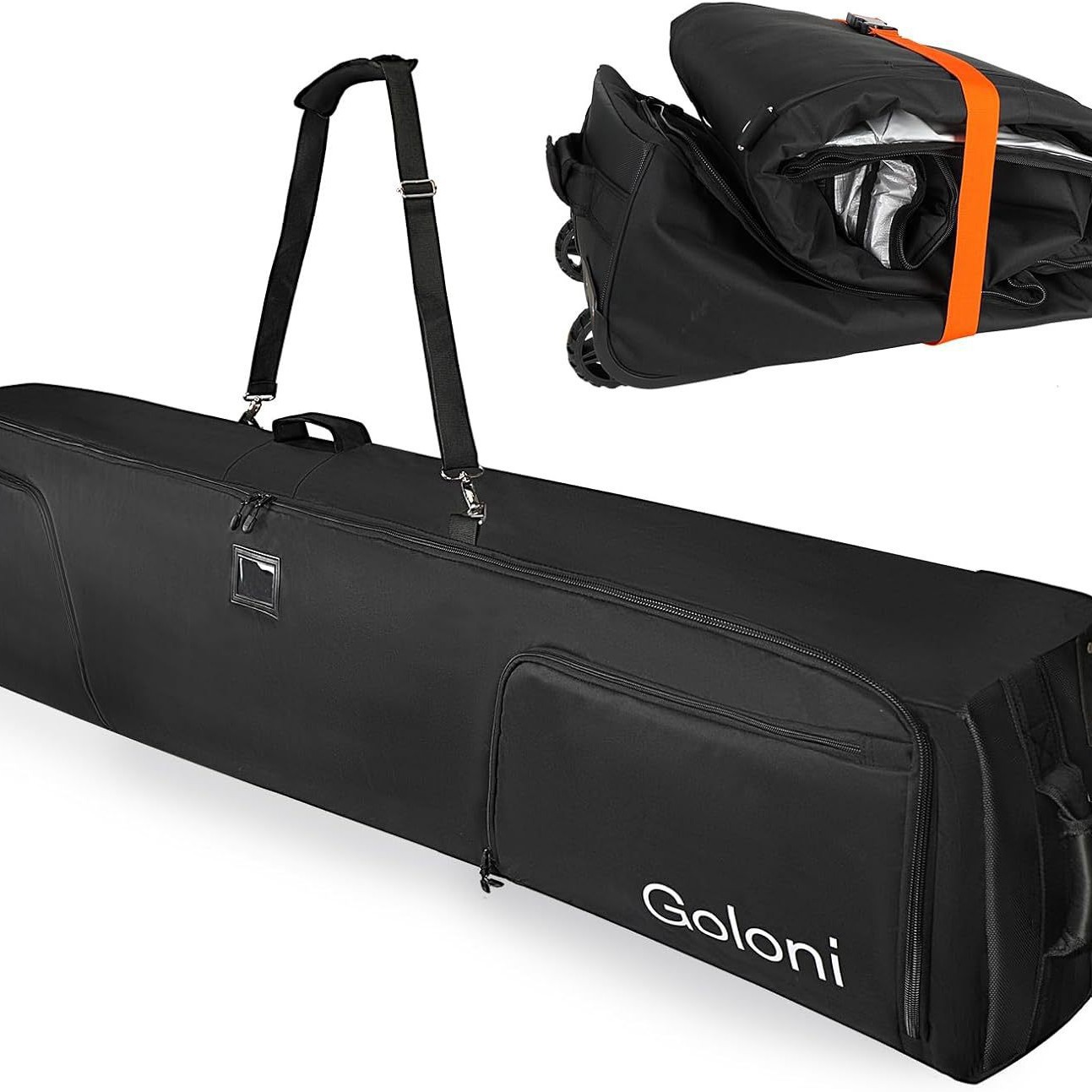 Goloni Small Size 175 Double Board Ski Board Bag with Wheels, Ski Bag Storage Bag, Foldable Storage Bag Suitable for Carry-On