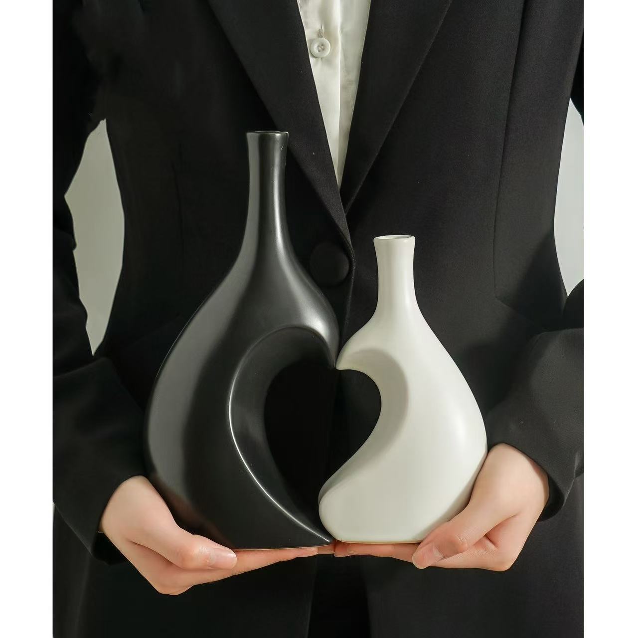 Vaso de plástico de forma extraña ornamentos nórdicos modernos flores de imitación de alta calidad decoración de puerta de entrada sala de estar regalos de oficina