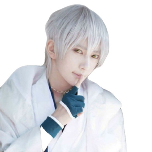 Cross-border supply men's wig short hair cos anime white cosplay fake hair amazon dropshipping