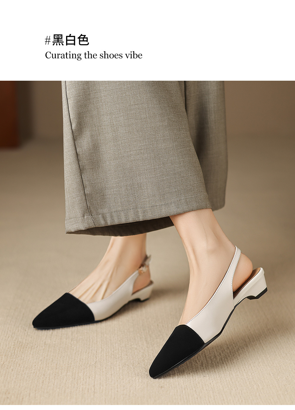 Sandal nữ gót thấp 2,5 cm mũi kín quai hậu phong cách tiểu hương — đen chi tiết 8