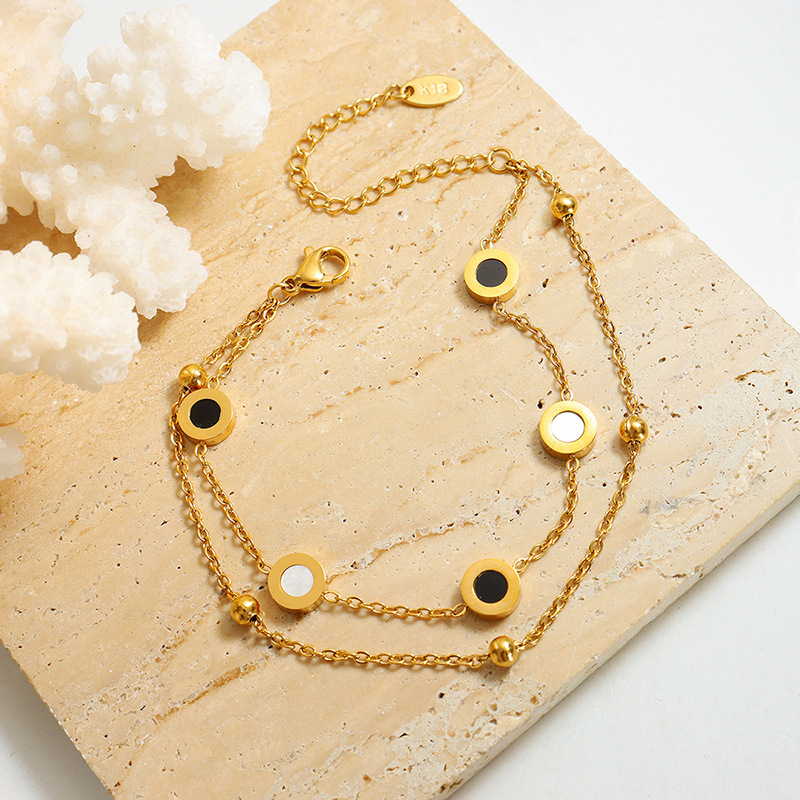 Europeo y americano romano fresco ins estilo minimalista personalidad nicho diseño pulsera mujer titanio acero chapado 18K oro real E144