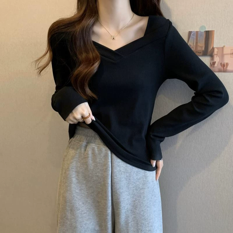 Демисезонная Lace белая водолазка, кардиган, укороченный свитер, slim fit, V-образный вырез