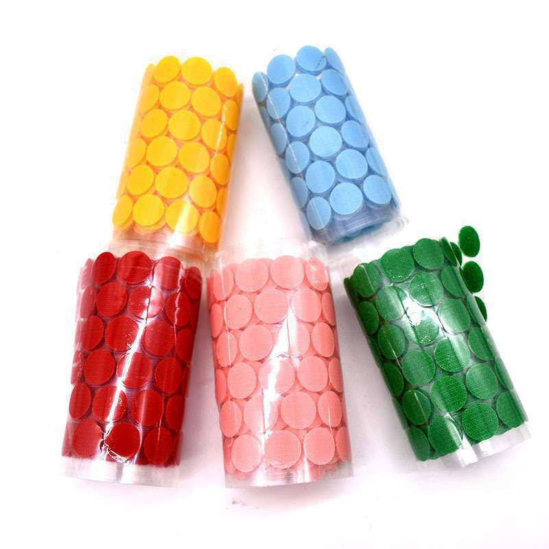 圆形背胶魔术贴粘贴扣尼龙搭扣 红黄蓝绿粉色自粘带小圆点撕拉贴