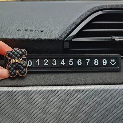 Other Automotive Interior Supplies — plate car decoration supplies - alloy-black-bear-black-alloy-sliding-parking-card