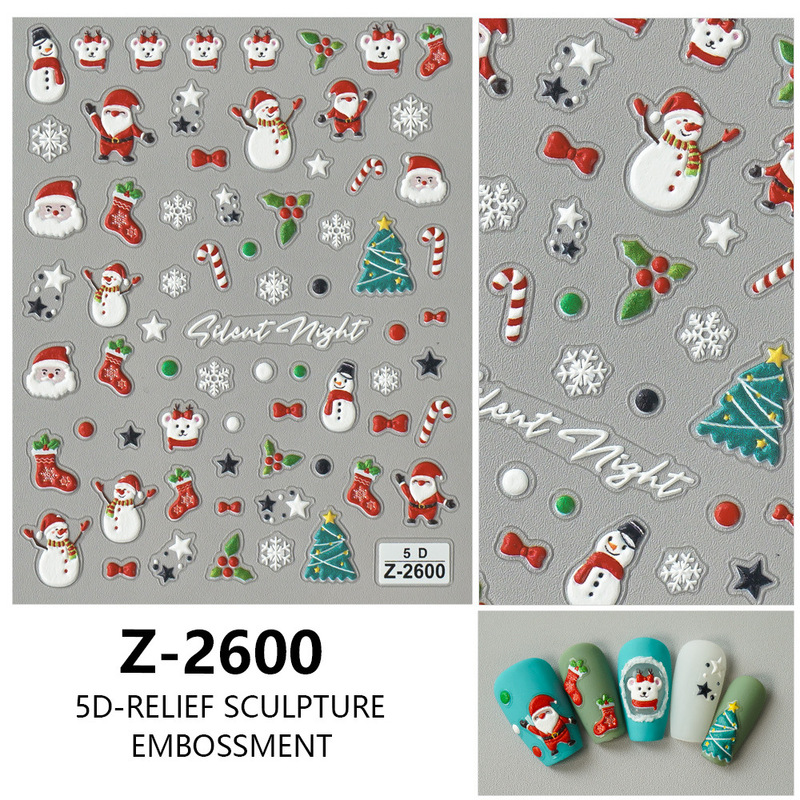 ヨーロッパとアメリカのクリスマスネイルアートステッカー漫画かわいい 5D 立体レリーフステッカー DIY ネイルアートアクセサリー子供のネイルステッカー|undefined