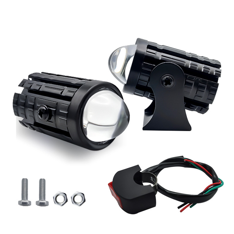 Motorcycle LED Spotlight "Little Cannon" Dual-Color Light 12-80V Electric Vehicle Headlight High-Brightness Integrated High-Low Beam Modified Light