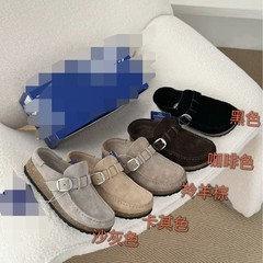 外贸莞产原单博肯新款复古休闲包头厚底拖鞋男女同款头层牛皮拖鞋