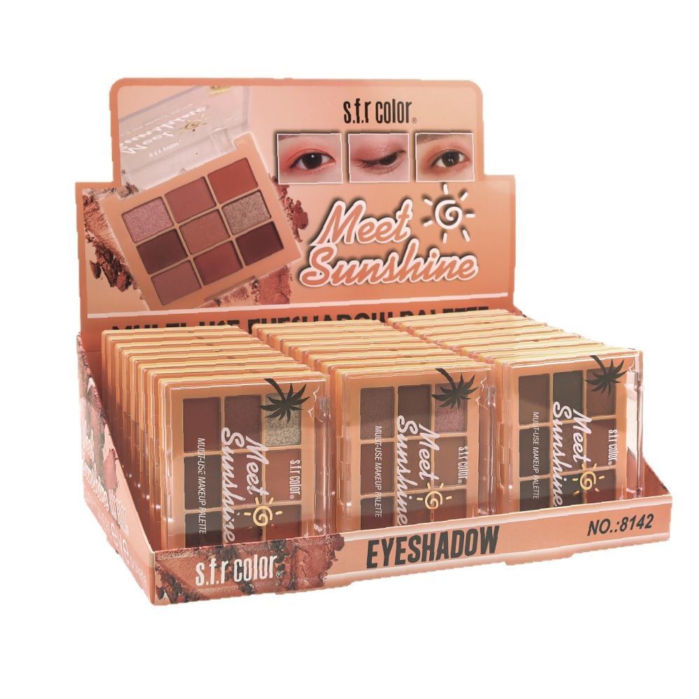 Paleta de sombras de ojos s.f.r en tonos tierra, acabado mate, naranja, marrón, perlado, brillante, chocolate, paleta de nueve colores para mujer, ligera y portátil.