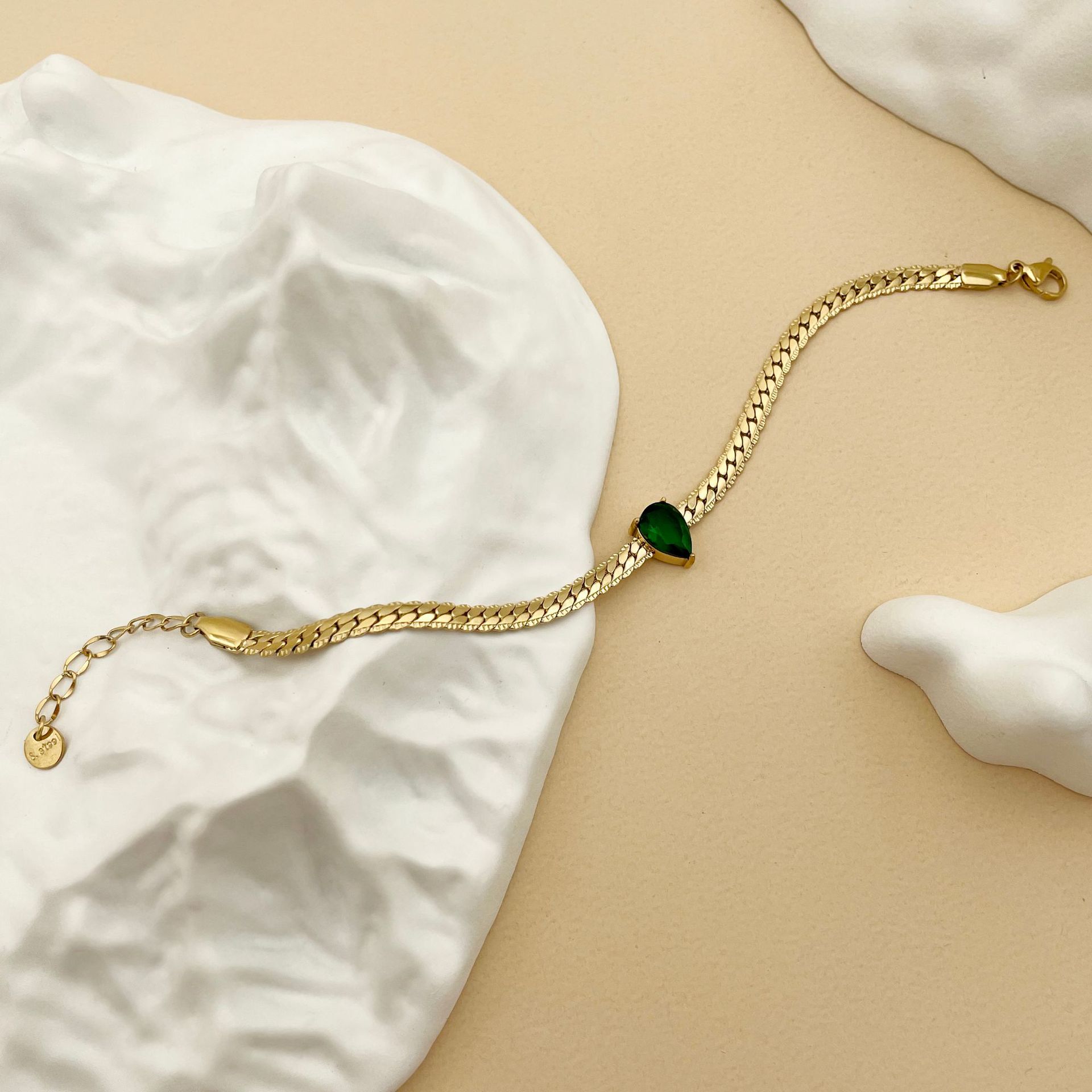 Fashion Water Droplets Stainless Steel Plating Inlay Zircon Bracelets 1 Piece