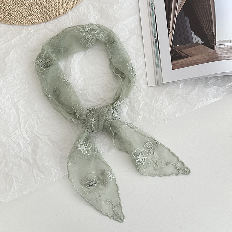 Pañuelo de seda de encaje de alta calidad nuevo pañuelo de flores bordado de color sólido, pañuelo en la cabeza multiusos, cinturón para el cabello, bolso atado, sombrero, pañuelo de seda