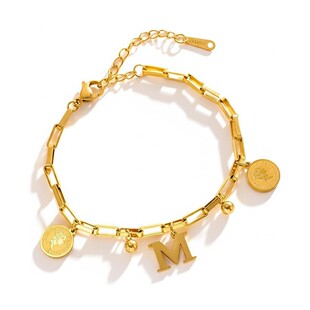 (Cross-border trading), universal fashionable bracelet with letters stainless steel, 750 sample gold, high-quality style 5