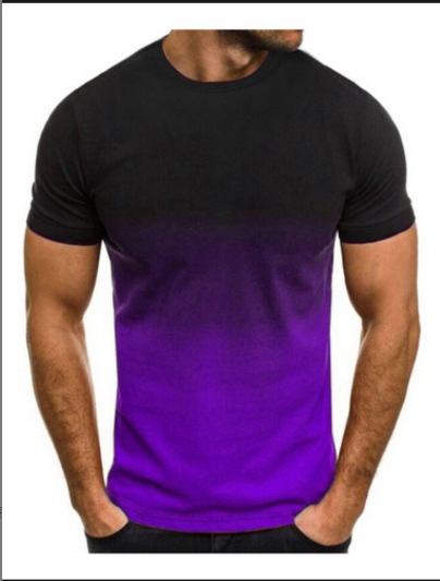 Primavera comercio exterior transfronterizo nuevos hombres europeos y americanos ocio deportes moda 3D degradado manga corta cuello redondo camiseta hombres