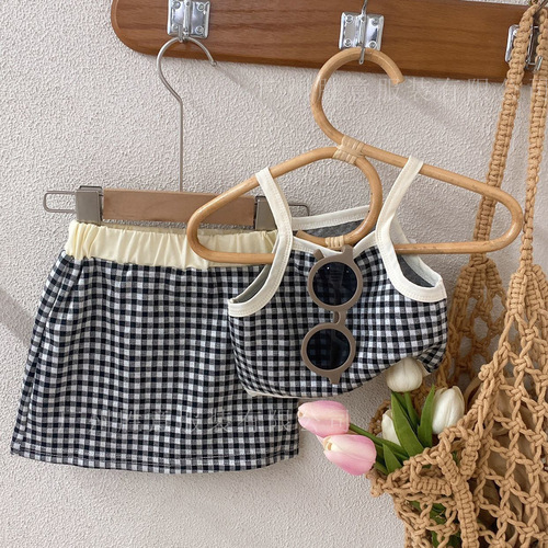 Set of 2 Summer Outfits for Girls: Tank Top and Skirt - New Korean Style, Stylish Short Skirt - Foshan Children's Clothing, Foreign Trade
